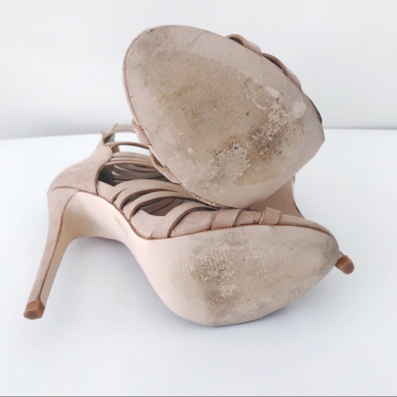Nude Lace Up Heeled Sandal - Picture 6 of 6